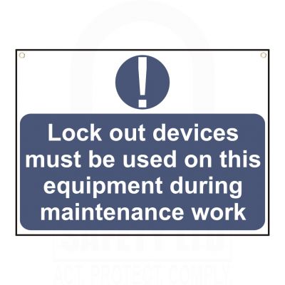 Custom Lockout devices must be used on this.. Sign 55 x 75mm Custom Lockout devices must be used on this.. Sign 55 x 75mm